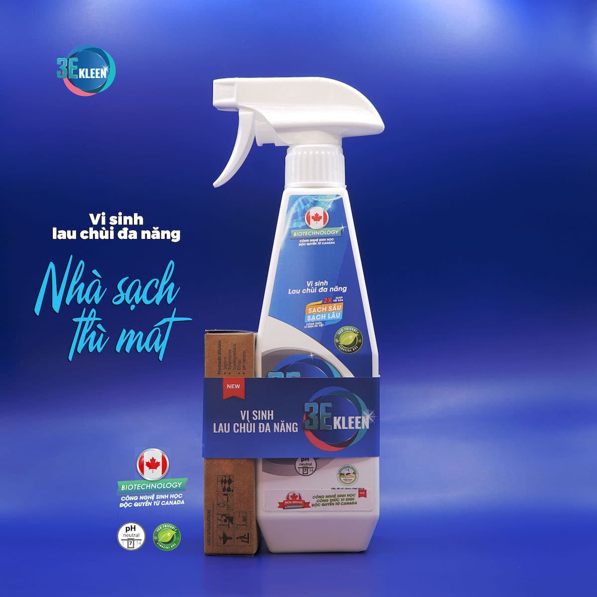 Bộ vi sinh lau chùi đa năng 3E Kleen (01 chai 500ml + 03 ống 5ml)-duoc-ban-tai-Minu Shop 123